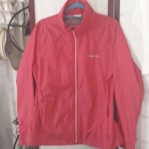 Columbia Access Point Omni-Shield Packable hooded Pink Rain Wind Jacket Sz L
